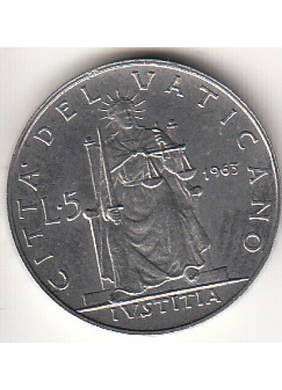 1963 -Anno I - Lire 5 Ivstitia Fior di Conio Paolo VI